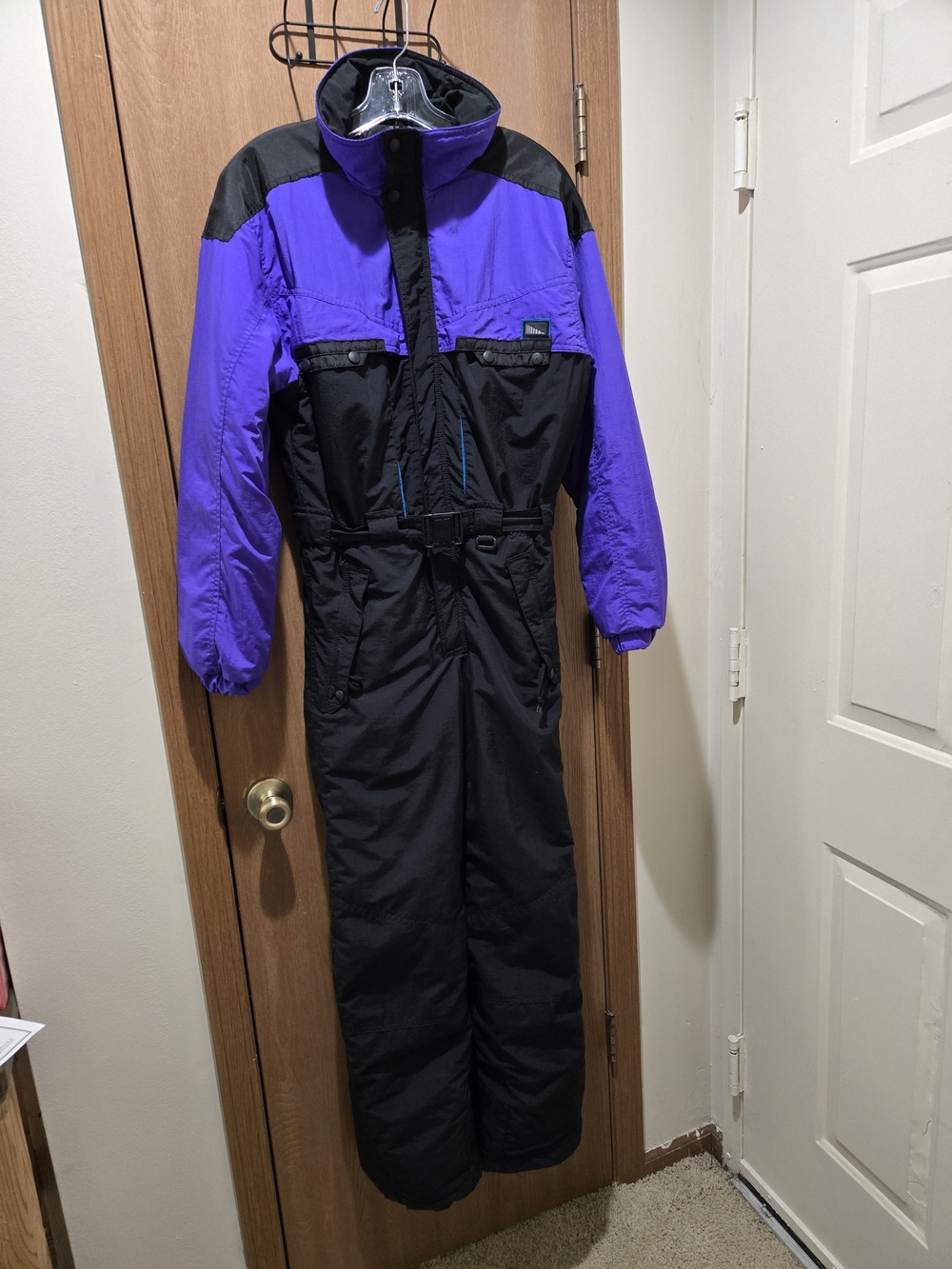 Vtg 90s Obermeyer Inside Edge One Piece Ski Suit Youth XL Womens S Purple Black